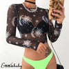 Y2K Astro Mesh Crop Top 2000s Vintage Spandex Streetwear
